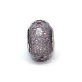 Perle gris foncé à facettes - Acier Inoxydable 
